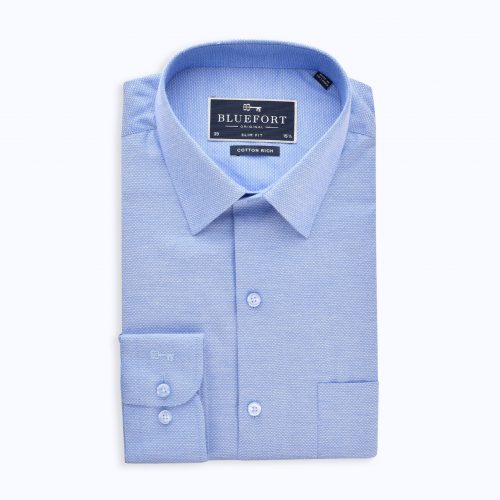 Blue micro dobby shirt