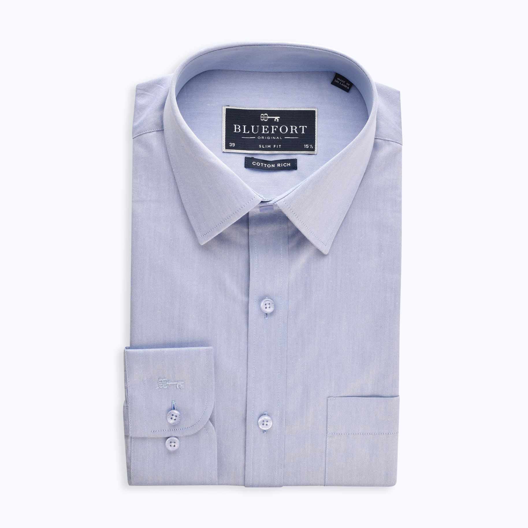 Dusty Blue Fine Twill Shirt Bluefort