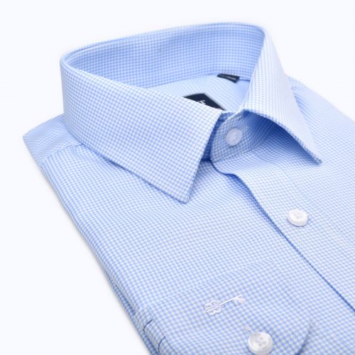 Light Blue Micro Checked Oxford Shirt
