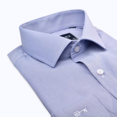 Blue Hairline Striped Twill Shirt