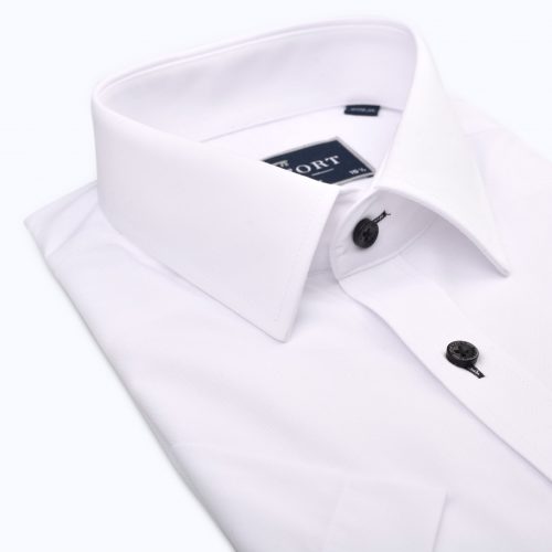 White Poplin – Black Button Shirt