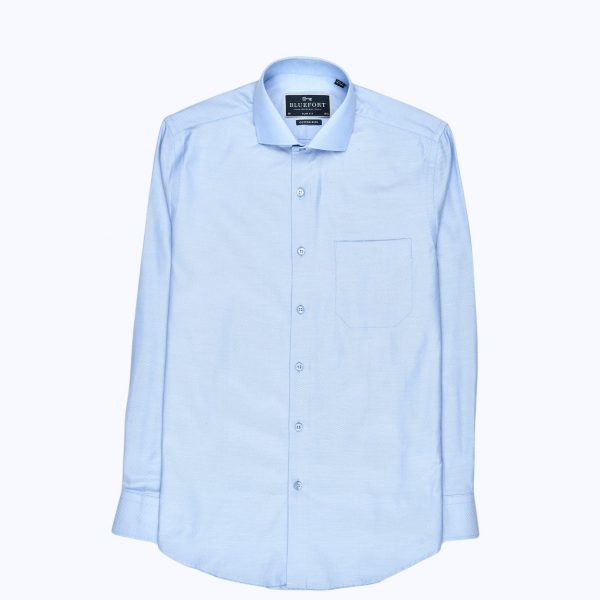 Blue Luxe Textured Twill Shirt